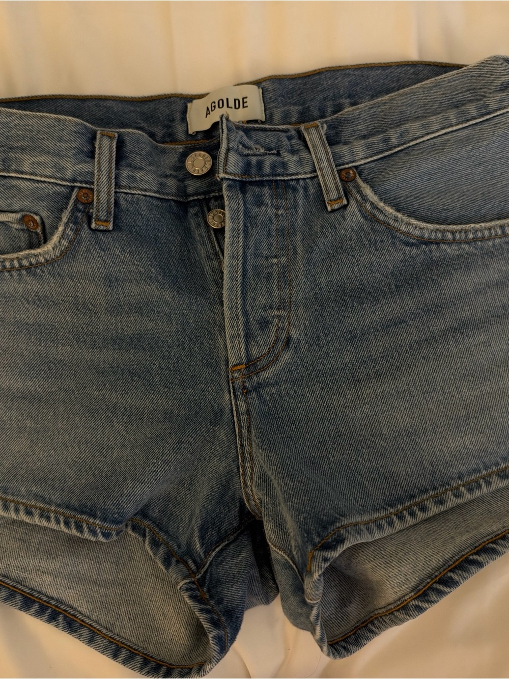 Agolde Parker low rise Light Blue Denim Shorts